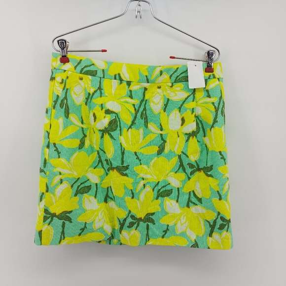 J. Crew Yellow and Green Floral Cotton Mini Skirt Size 8 - Picture 1 of 11